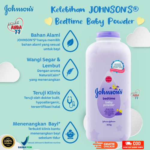 JOHNSON'S Bedtime Baby Powder - Bedak Bayi 300gr - Johnson pontianak