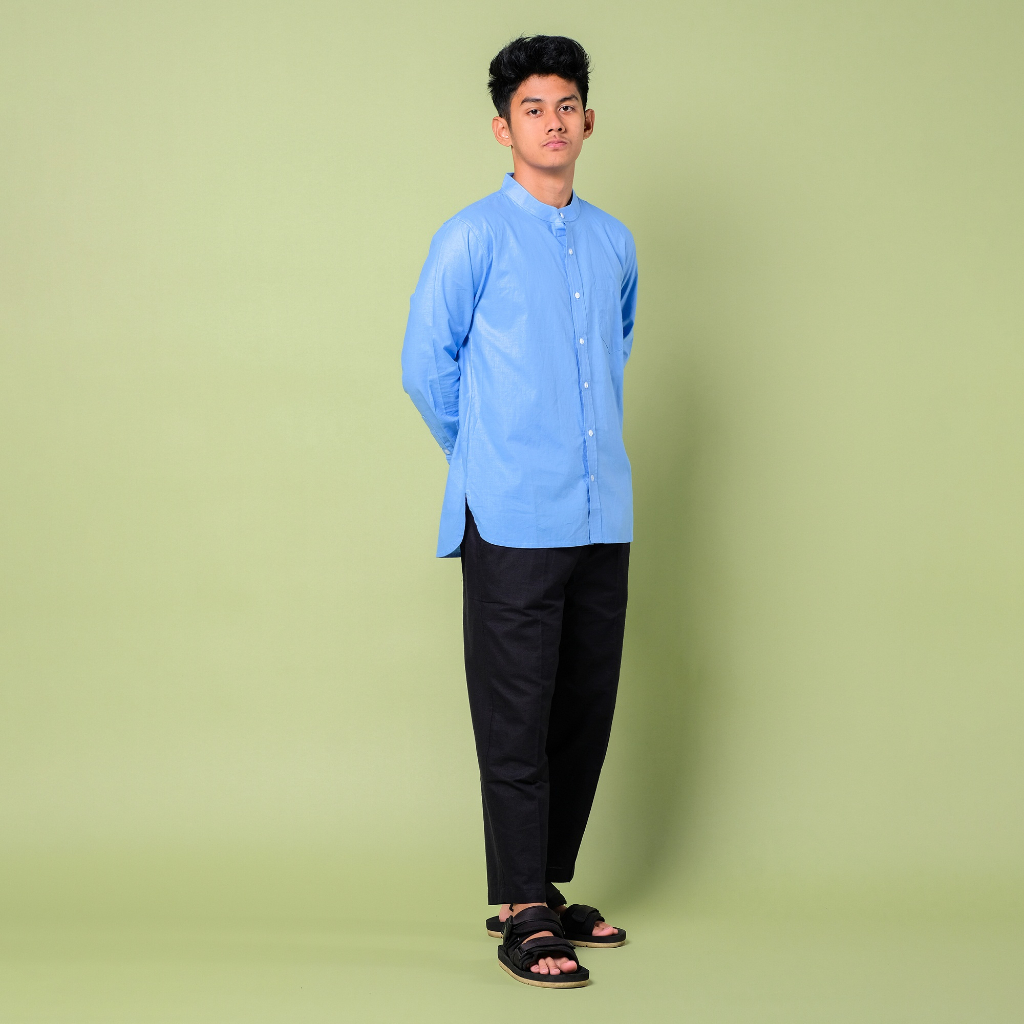 Orca Kemeja Panjang Basheer Shirt Cerulean Blue