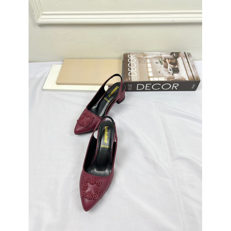sepatu heel wanita terbaru kekinian pesta LOUISDEAR P74 heel tapak tahu 5 cm bahan dove