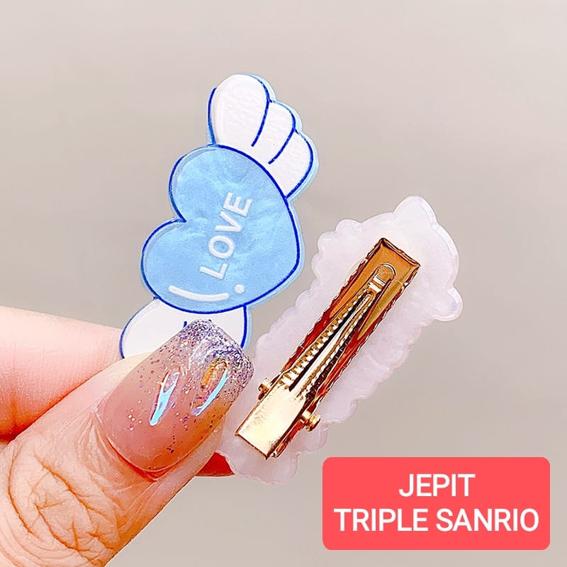 BAJUKIDDIE JEPIT RAMBUT TRIPLE SANRIO AKSESORIS FASHION RAMBUT KAWAII ALA JEPANG KOREA