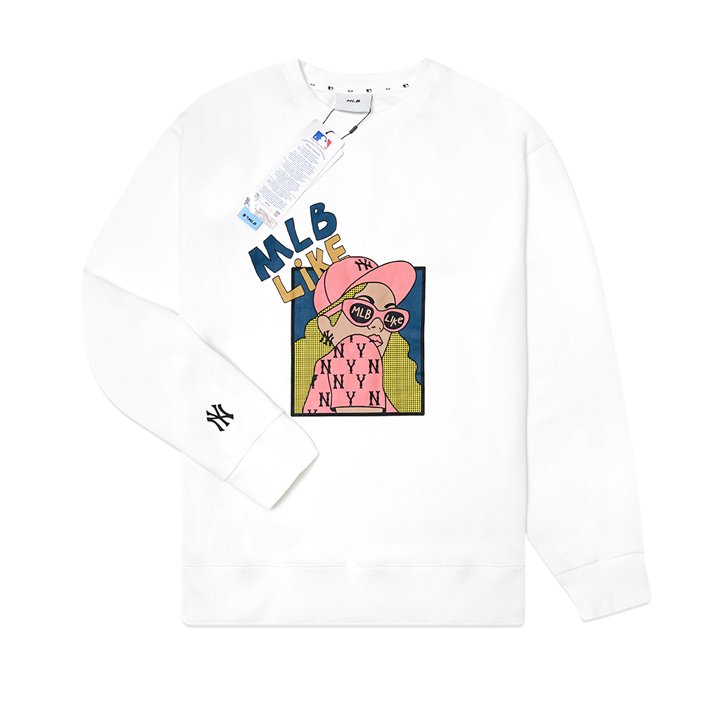 M7B Like LA Dodgers Cartoon Overfit Sweatshirt White