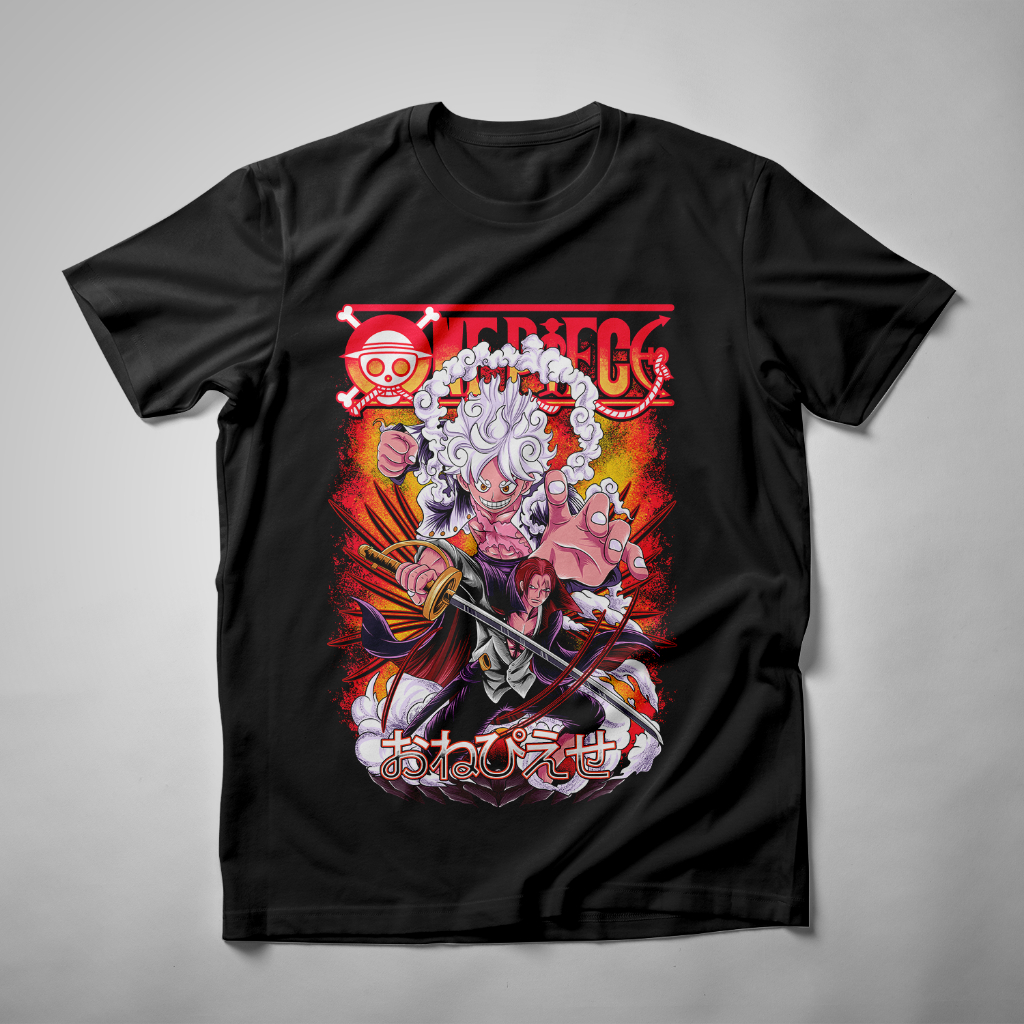 Kaos One Piece Luffy Nika Shanks