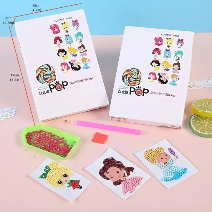 Cutie POP DIY Diamond 1 BOX 12Pcs/Sticker Cute 2D 100Lembar Stiker Case Hp Botol Minum Set Diary Book Aesthetic