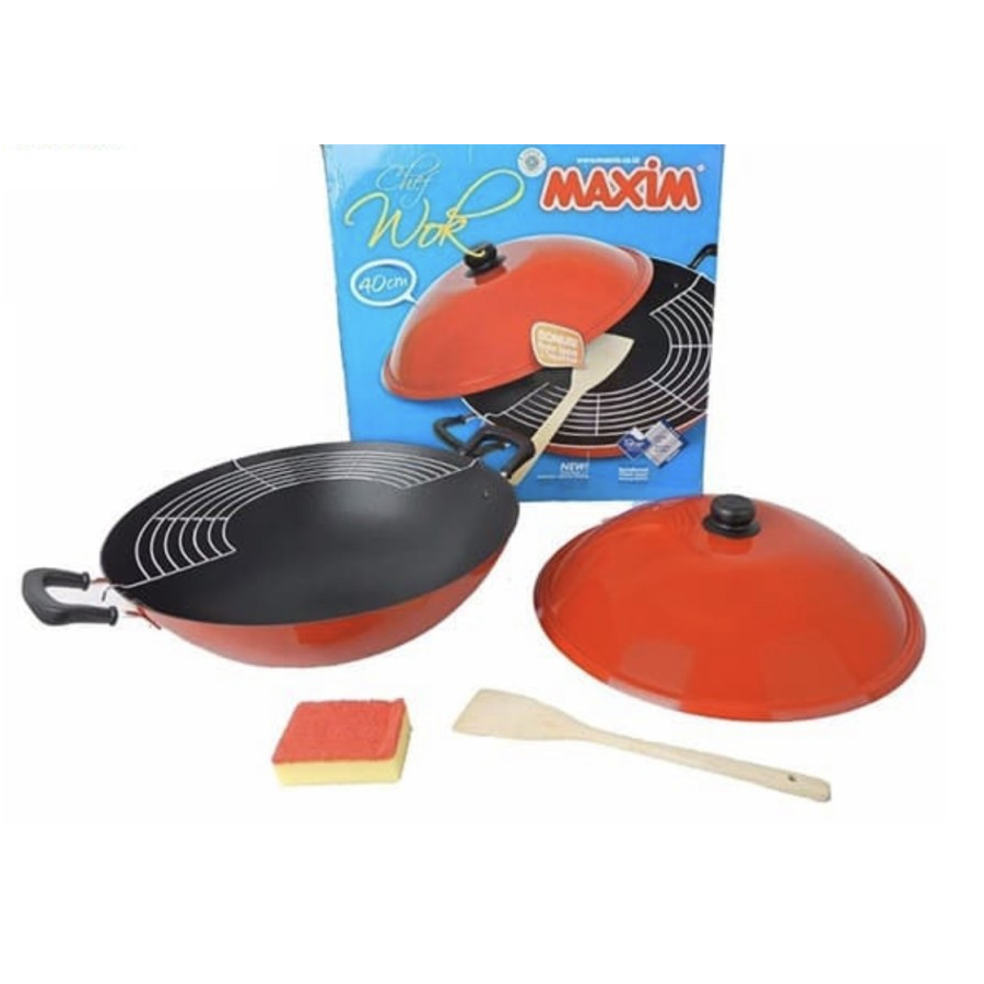 Maxim Wajan Teflon 40cm + Tutup Chef Wok 40 cm