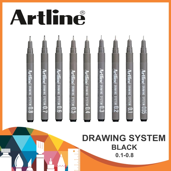 

Artline Drawing System Pen - Black NO. 0.1 - 0.8 / Drawing System / Bolpoin Artline