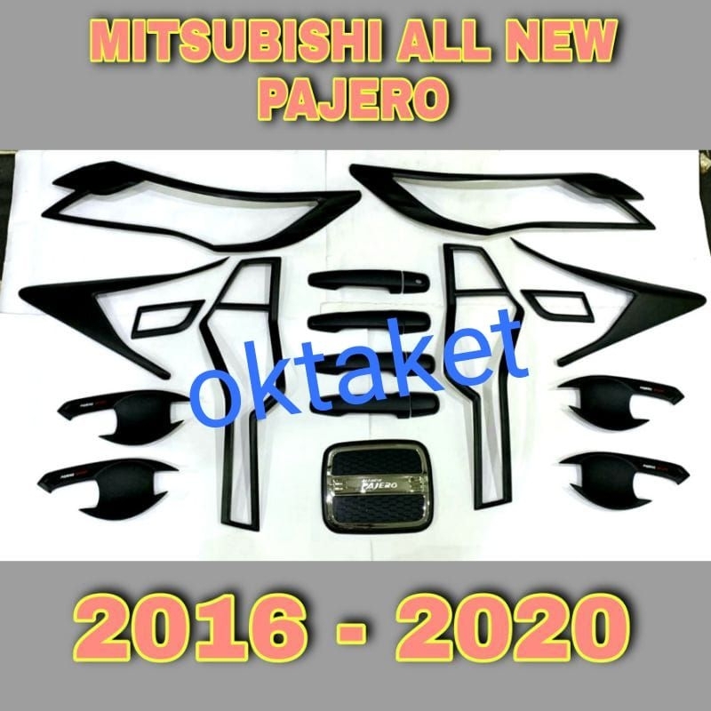 paket lengkap garnish depan belakang outer handle tank cover All new Pajero 2016 2018 2020 Hitam jsl