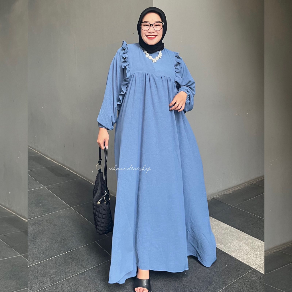 ICH - Gamis Adira Jumbo Ruffle Gamis Busui Dress Jumbo