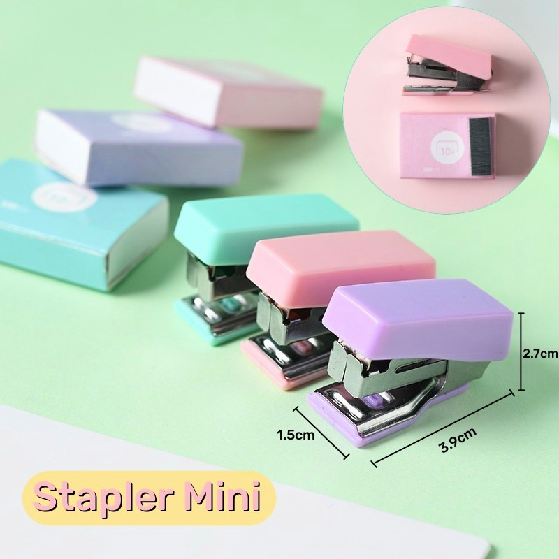 

Stapler sekolah #10 Mini stapler set Staples kecil perlengkapan kantor mengikat logam kreatif Unik lucu anak bonus isi untuk pelajar