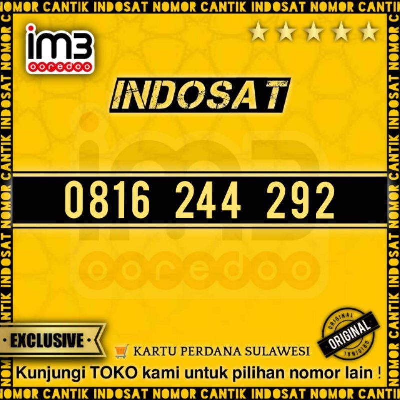 Nomor Cantik Indosat 10 Digit Kartu Perdana Indosat Angka Rapi 0816 244 292