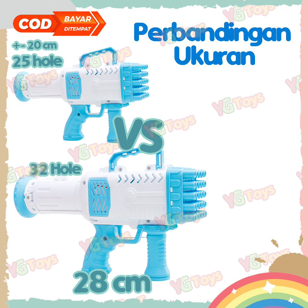 YGtoys Mainan Bubble Gun Bazoka JUMBO 32 Hole Rocket Launcher BESAR Gelembung Sabun Tembakan Balon Gatling Anak Elektrik Edukasi Edukatif