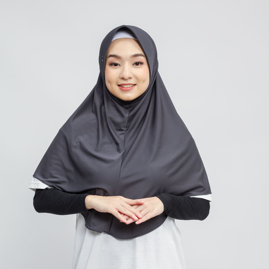 (ORI) BERGO HAMIDAH SIZE L PET BORDIR/kerudung instant/hijab sport/kerudung olah raga.