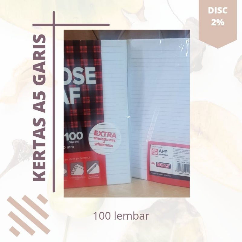 

Big Boss Loose Leaf Isi kertas binder A5( 20ring ) garis putih dan warna