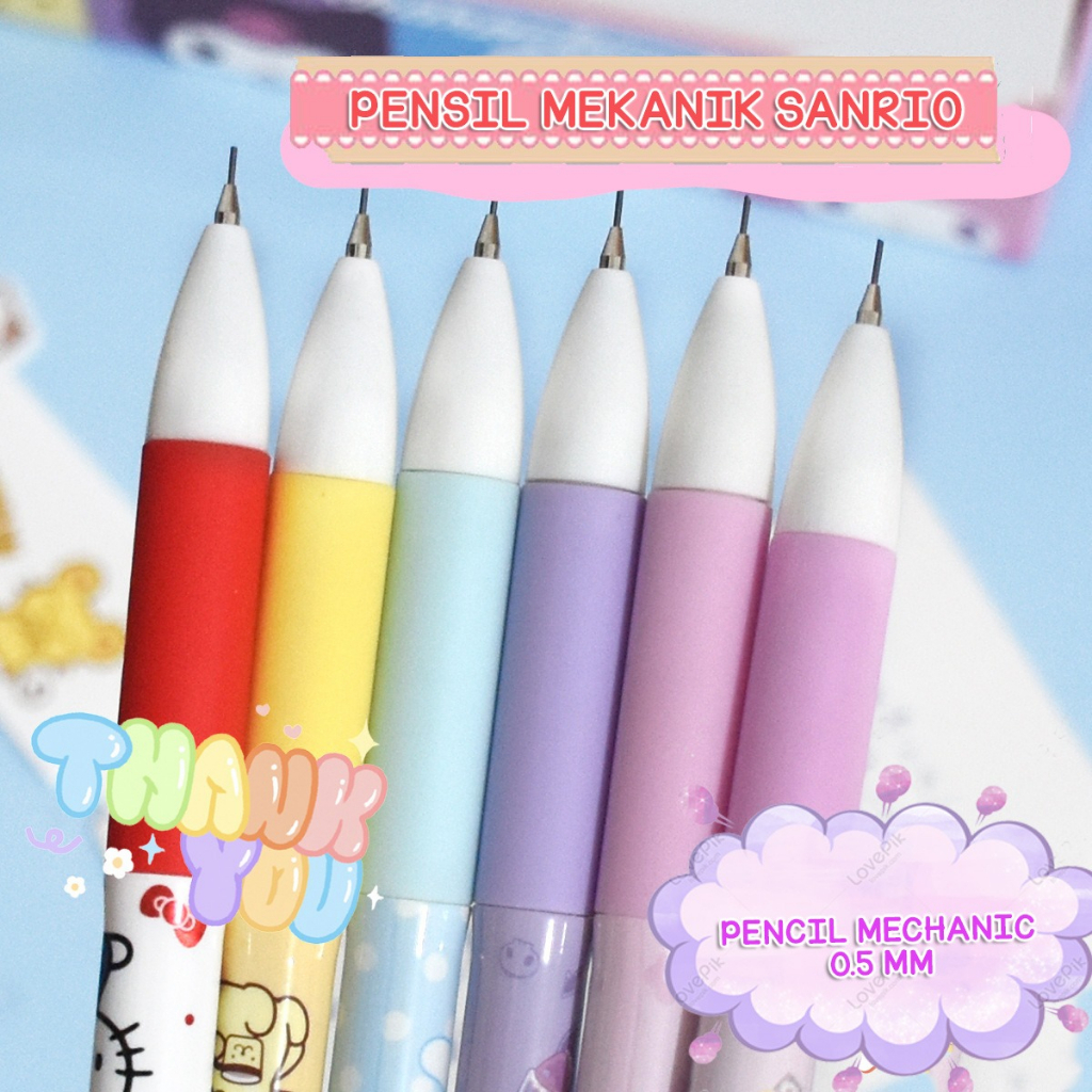 PENSIL MEKANIK SANRIO GANTUNG PENSIL MEKANIK LUCU PENSIL CETEK ALAT TULIS SEKOLAH PENSIL UNIK @banyak