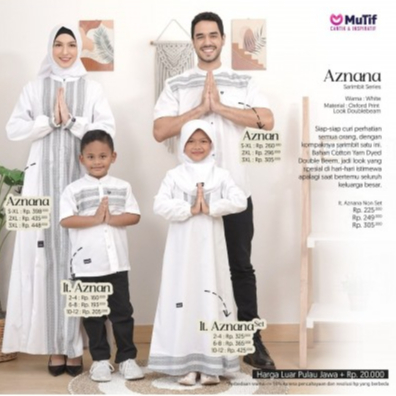 Sarimbit Mutif Aznana Aznan White Baju Couple Pasangan Terbaru Lebaran 2023