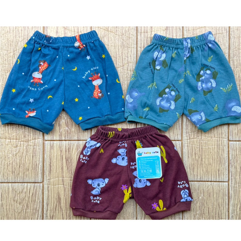 Celana Pendek Bayi Motif Newborn per 3pcs SNI