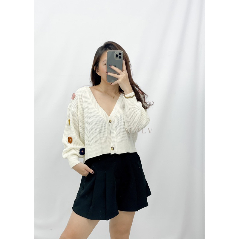 MDLV ~ Flowy Cardi Rajut Outer Bunga