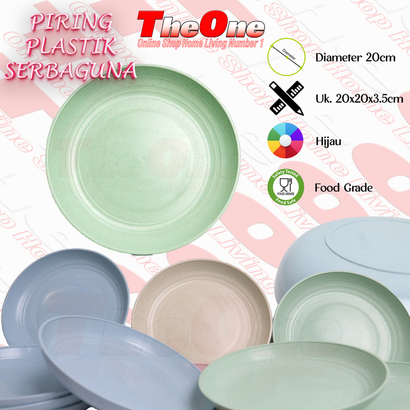 Piring Plastik Piring Siap Saji MURAH Round Plate Piring Saji 20 CM Variasi Warna-Warni Bahan Serat Gandum