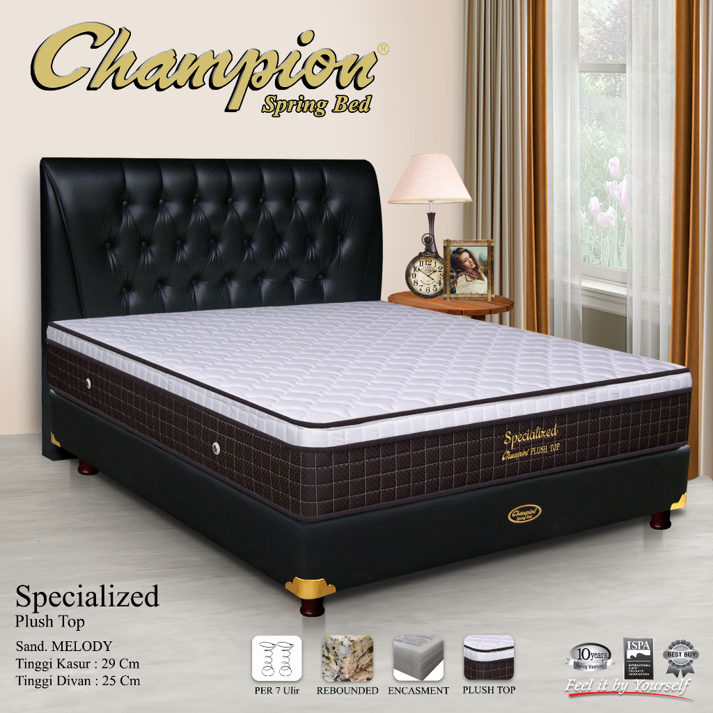 Champion Springbed Specialized Plushtop Sand Melody - Kasur Spring Bed Matras Fullset