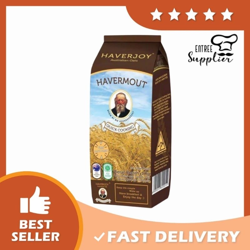 

Haverjoy Havermout Australian Quick Cooking Oats 1KG Oat - kemasan cokelat