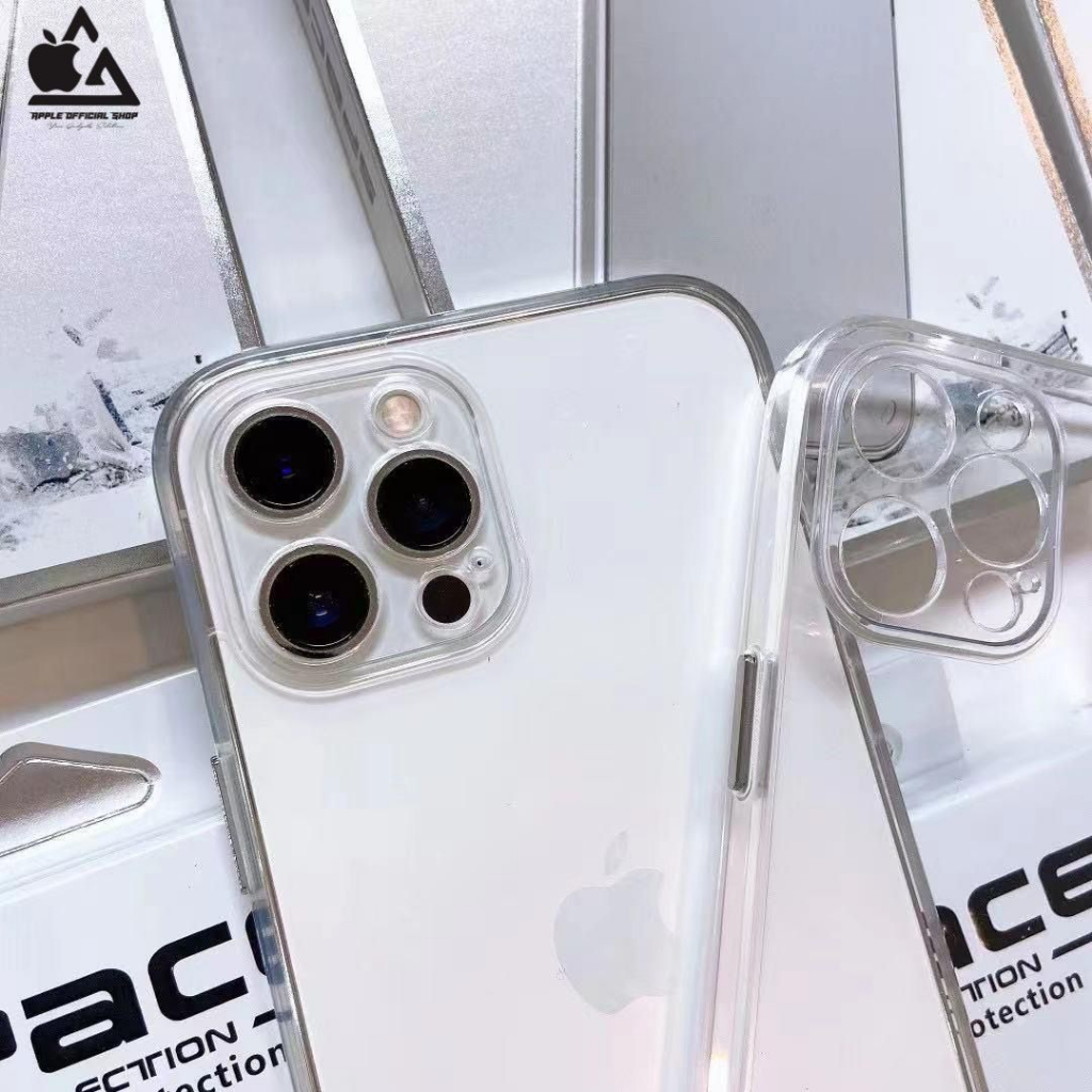 Premium SPACE CLEAR CASE MILITARY iPhone 14 PLUS 14 PRO MAX 13 PRO MAX Mini Softcase Bening Silikon MEWAH KEREN Camera Protection Pelindung Cover Kamera Silicone Hardcase Jelly