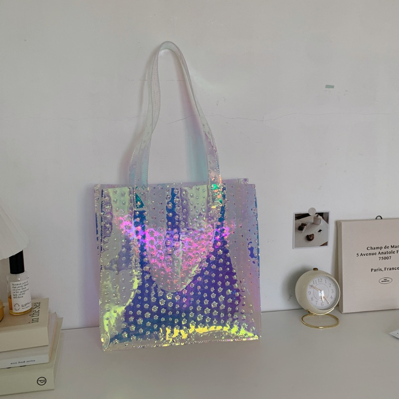 Bora PVC Tote Bag Hologram - INS Korean Daily Tote Bag