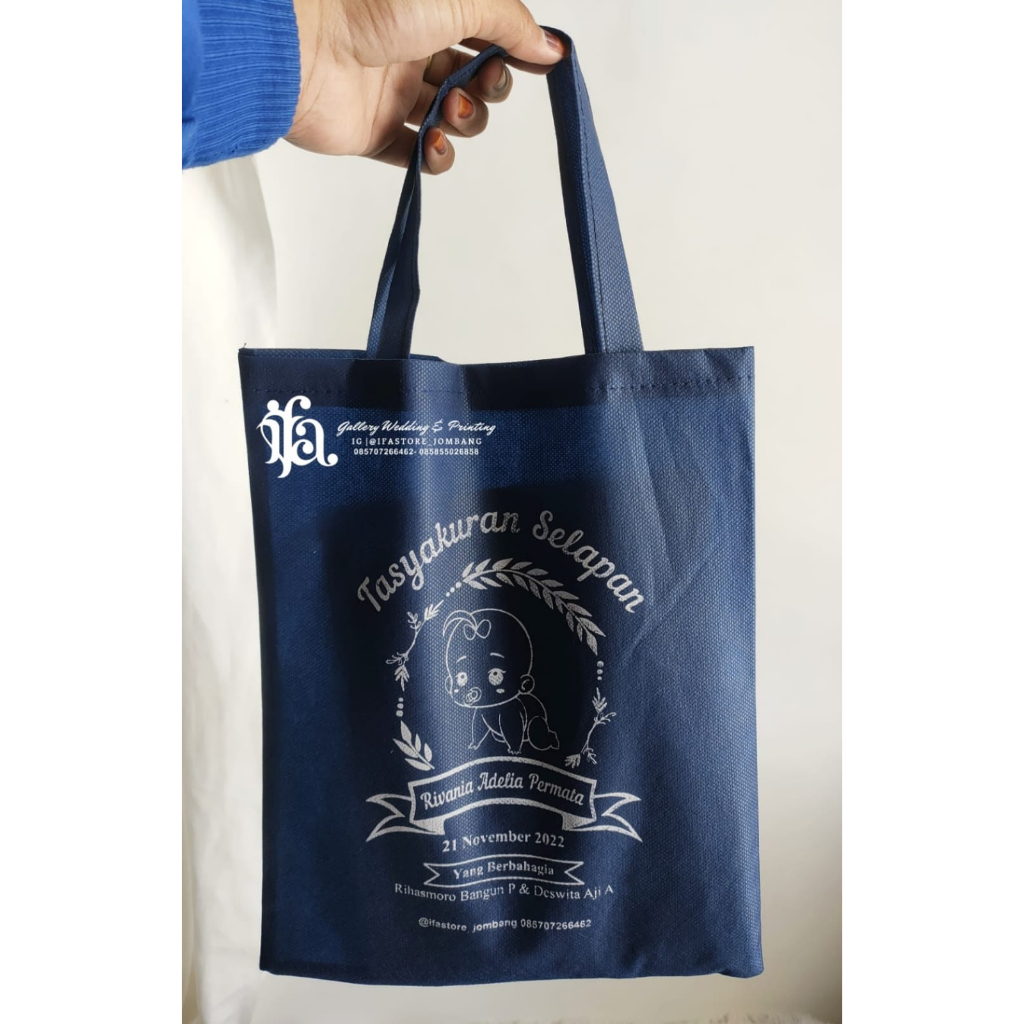 

Tas Spunbond 75gsm Ukuran 25x35/ Tas spunbond jahit custom Sablon