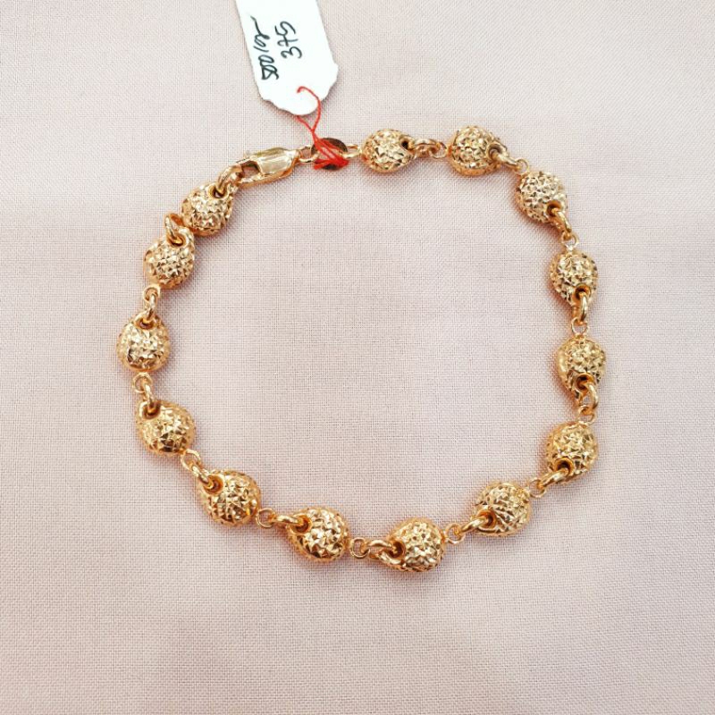 Gelang bola ukir emas asli kadar 375 8K