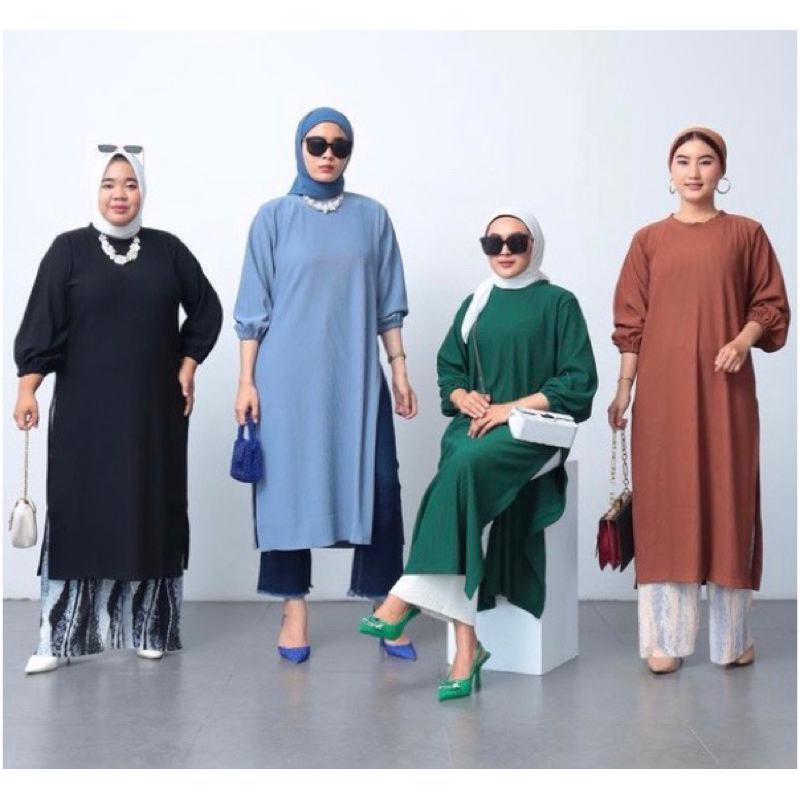 KAY TUNIK KNIT RAJUT HALUS OOTD VIRAL MUSLIMAH DRESS TUNIK RIB KNIT KAOS MELAR GROSIR MODELLANO