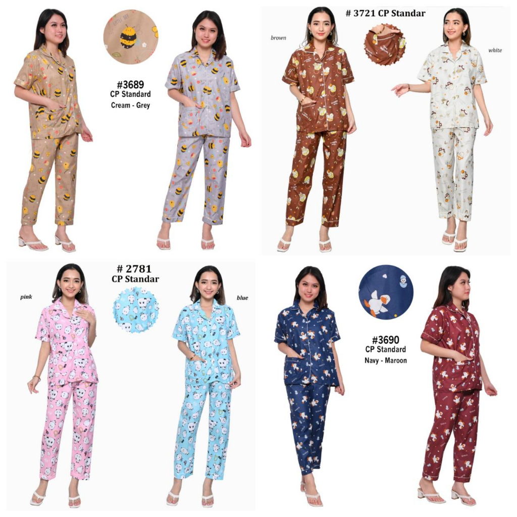 PEPOY SHOP Setelan Piyama Baju Tidur CP  LD 104  CM DEWASA Motif Good Quality.