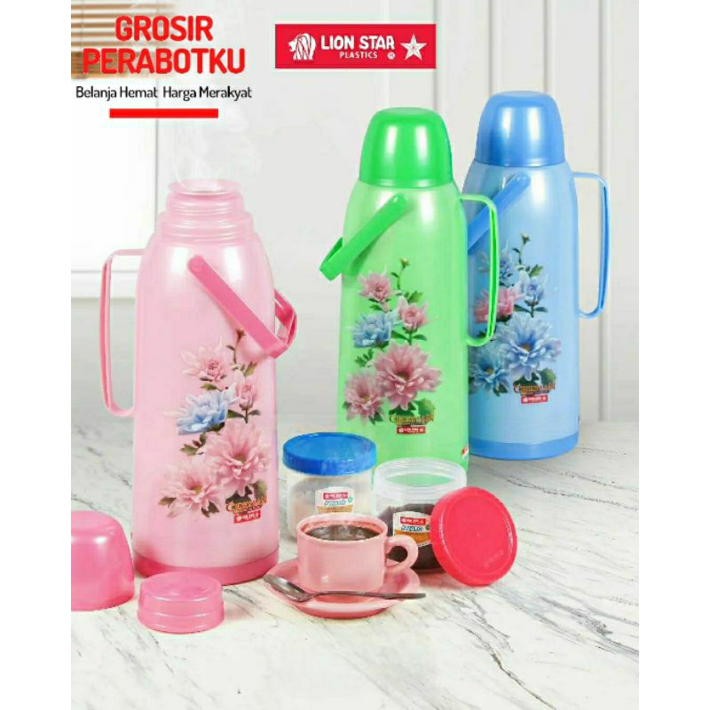 Termos Air Panas Lion Star Vacuum Flask Solaris 2 Liter Handle SN 50 Thermos Lion Star Solaris