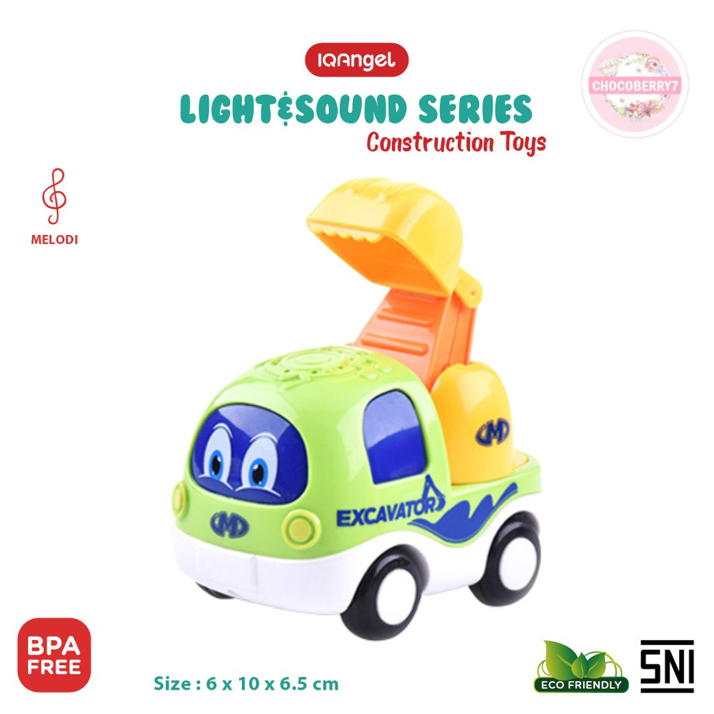 [FREE BATERAI] IQAngel Sound Construction Truck Toys IQMS1029/ Mainan Motorik Bayi / Mainan Nyala / Mainan Truk Anak