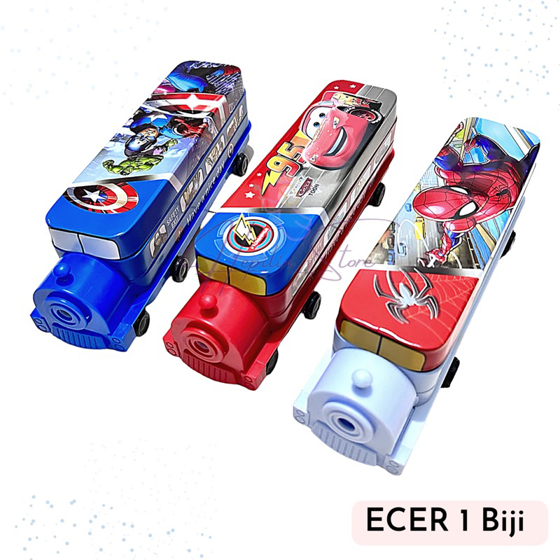 

Pensil Case 3D bentuk Mobil Include roda / Tempat Pensil Captain America , Unicorn , dll unik 3D