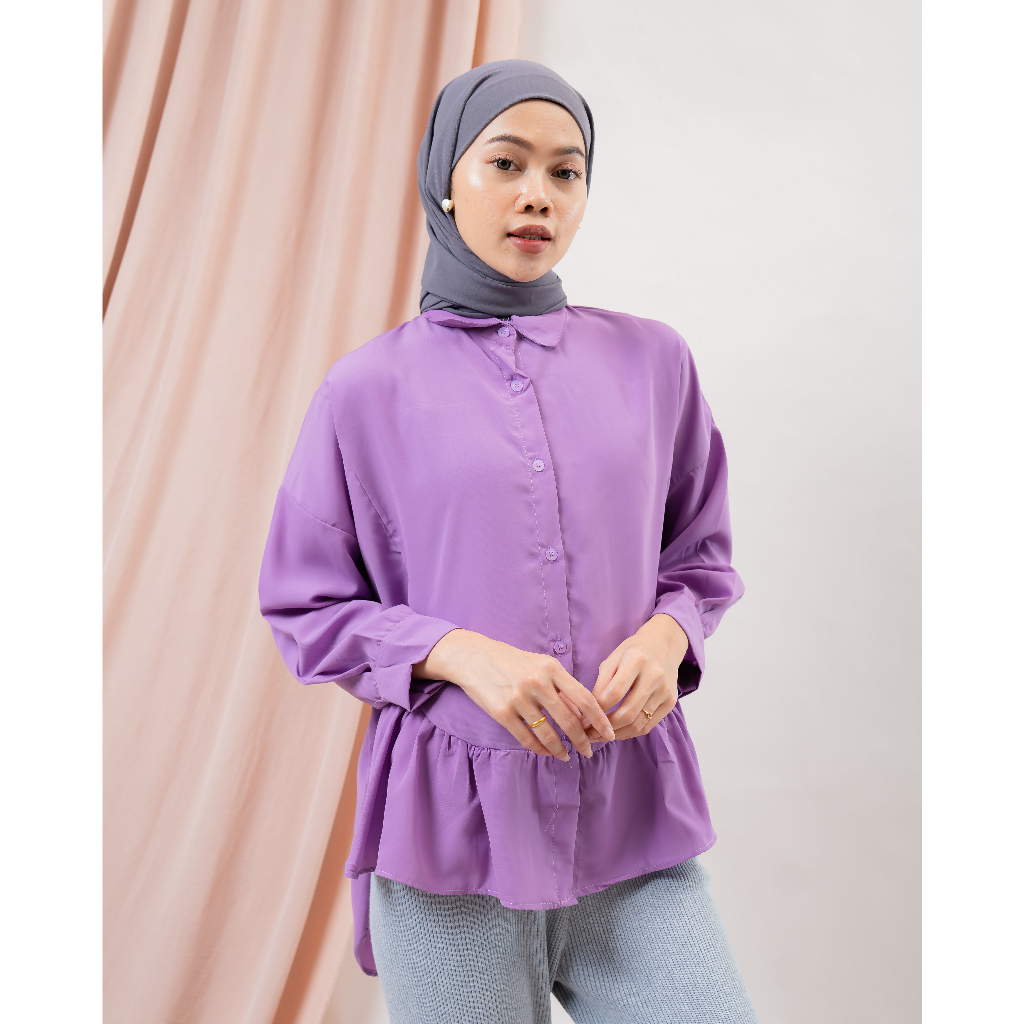 KEMEJA BLOUSE REMPEL HAZEL WOLFIS POLOS PREMIUM SHIRT B555