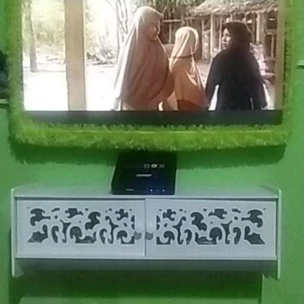 PROMO Meja Tv Gantung Lemari 2 Pintu Kabinet Cabinet Rak Wifi Router Modem Dvd Penyimpanan Remote Te