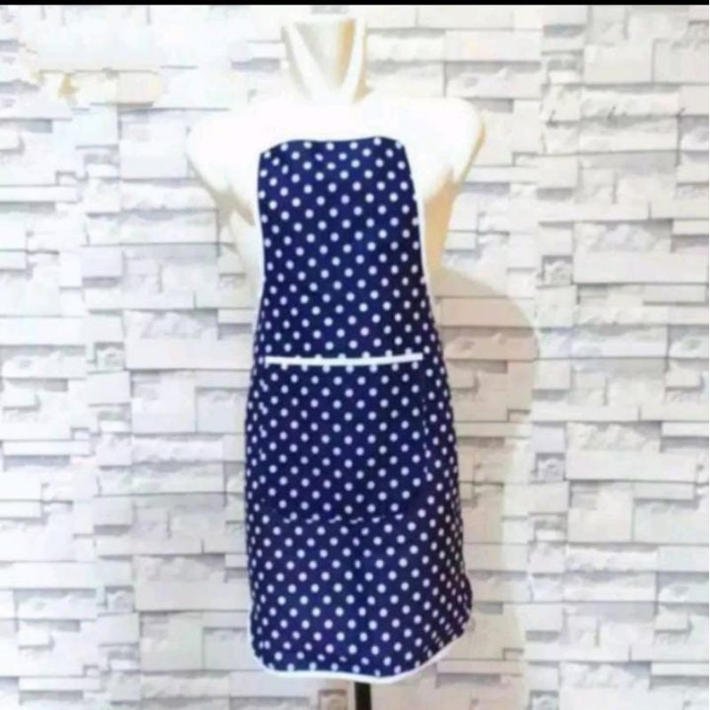 Celemek Kain Polkadot Apron Masak Kain Clemek Dapur Cotton