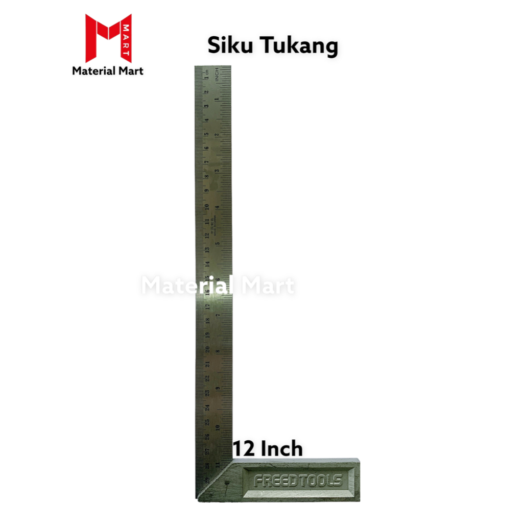 Penggaris Ukur Sudut 10&quot; | Siku Tukang 12&quot; | Alat Ukur Meteran Pasekon 10 Inch | Siku Tukang 12 Inch | Material Mart