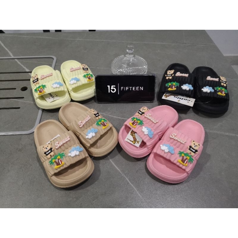 BARU ! ! !  SANDAL FAMILY SANDAL ANAK Sip FUJI BEAR+TREE Jelly Korea Non-Slip Soles Best Seller 6128-2