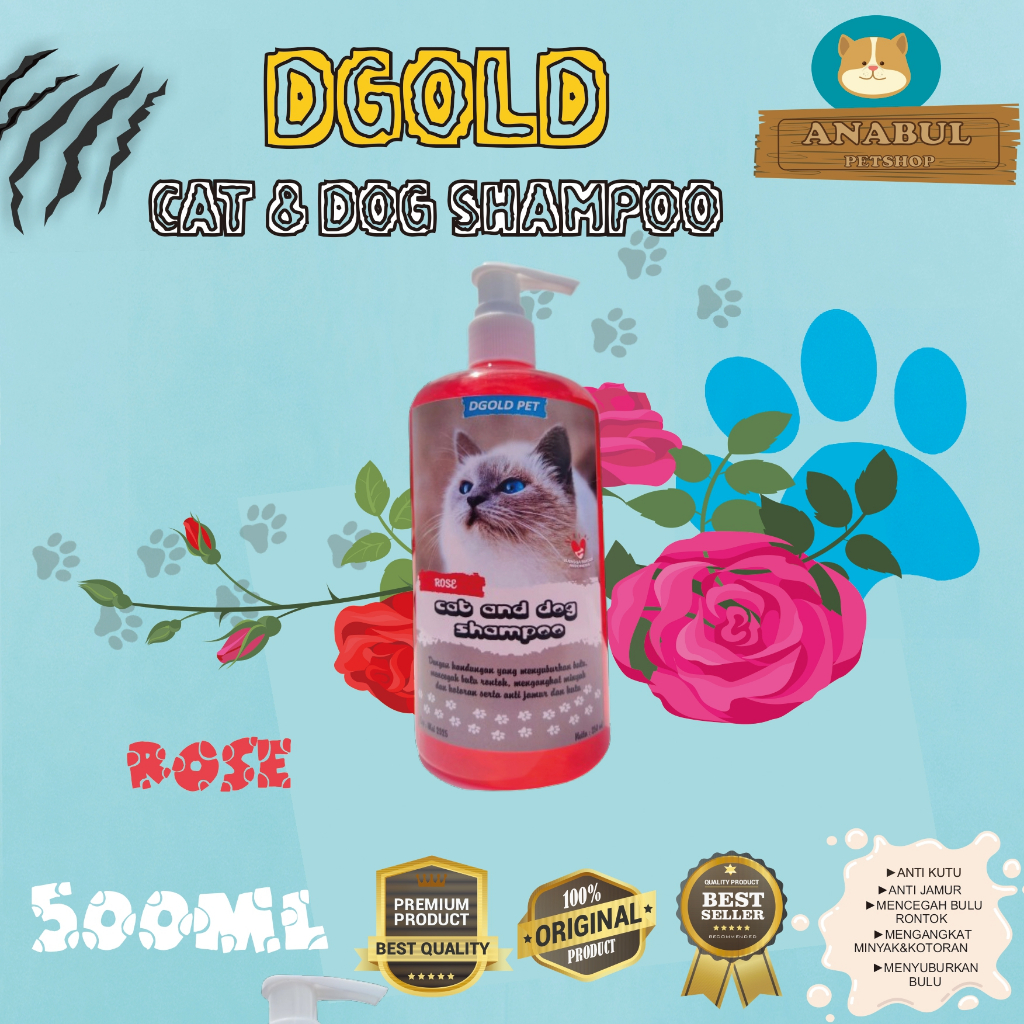 [GROSIR] SHAMPOO KUCING ANJING ANTI KUTU JAMUR DGOLD 500ML BOTOL PUMP MENCEGAH BULU RONTOK VARIAN AROMA MAWAR,LANVENDER,JASMINE,KOPI,BUBBLEGUM