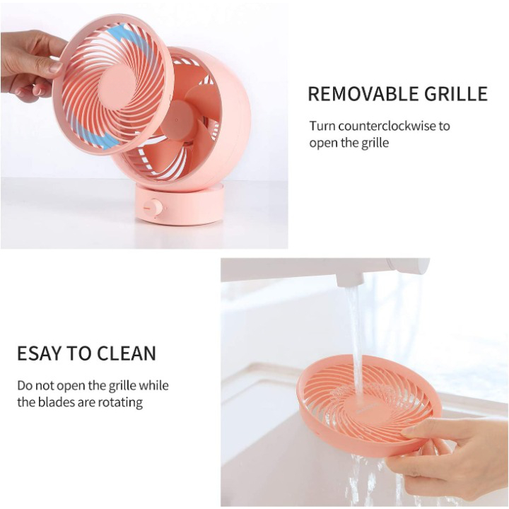 Kipas Mini Meja Desk Fan Adjustable Speed USB - 330 - Pink