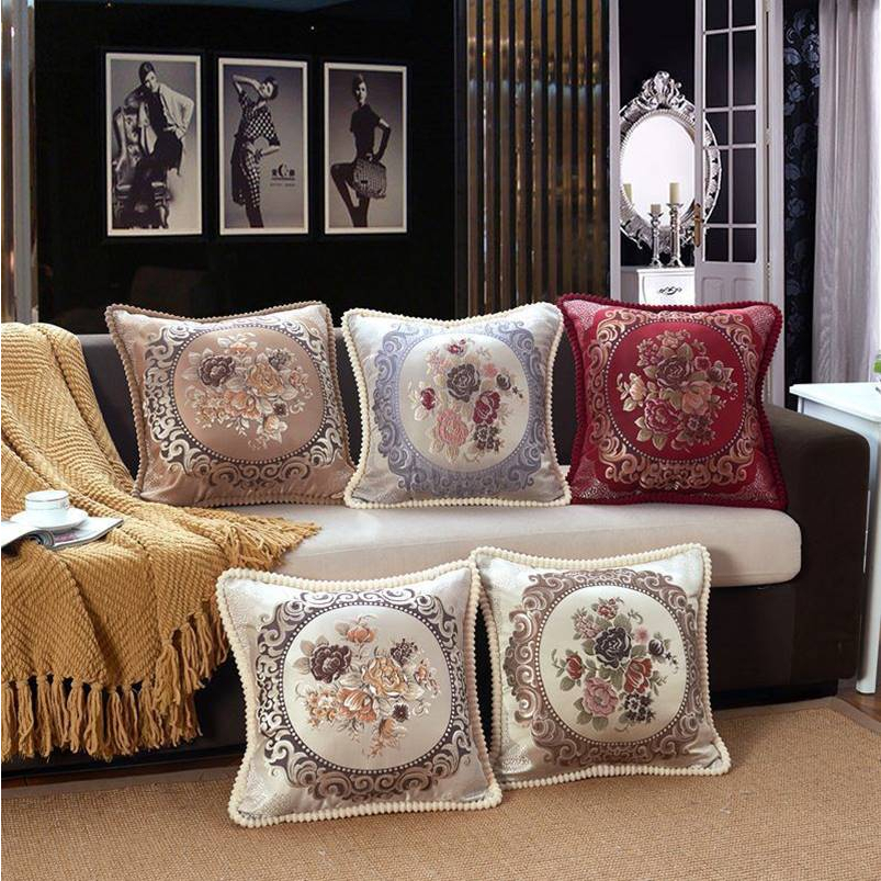 Sarung Bantal Sofa Premium/ Sarung Cushion Sofa Eropa Mewah Sulam Bludru / Bantal Kursi Ruang Tamu/ European Cushion Cover