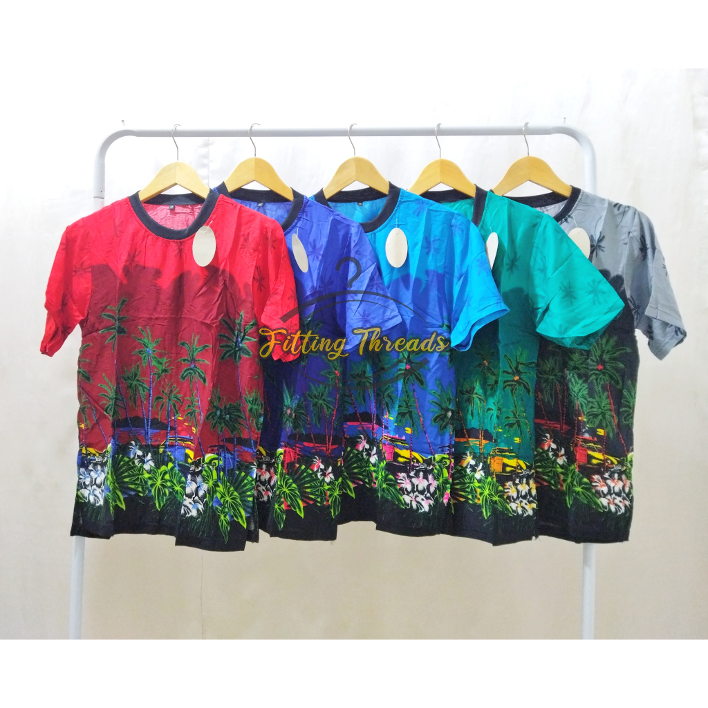 Baju Kaos Pantai Dewasa / Atasan Hawai Bali Bigsize / Baju Oblong Motif Pantai Bahan Rayon / Kaos Surfing