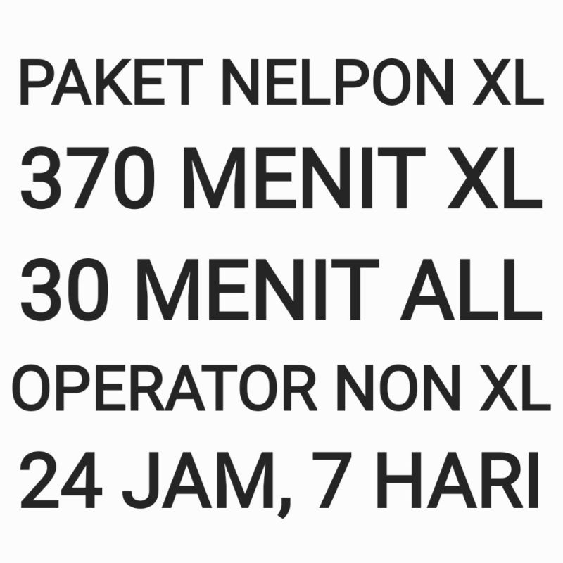 Paket Nelpon Telepon Sesama XL All Semua Operator 400 Menit 7 Hari Minggu Seminggu Mingguan 24 Jam M
