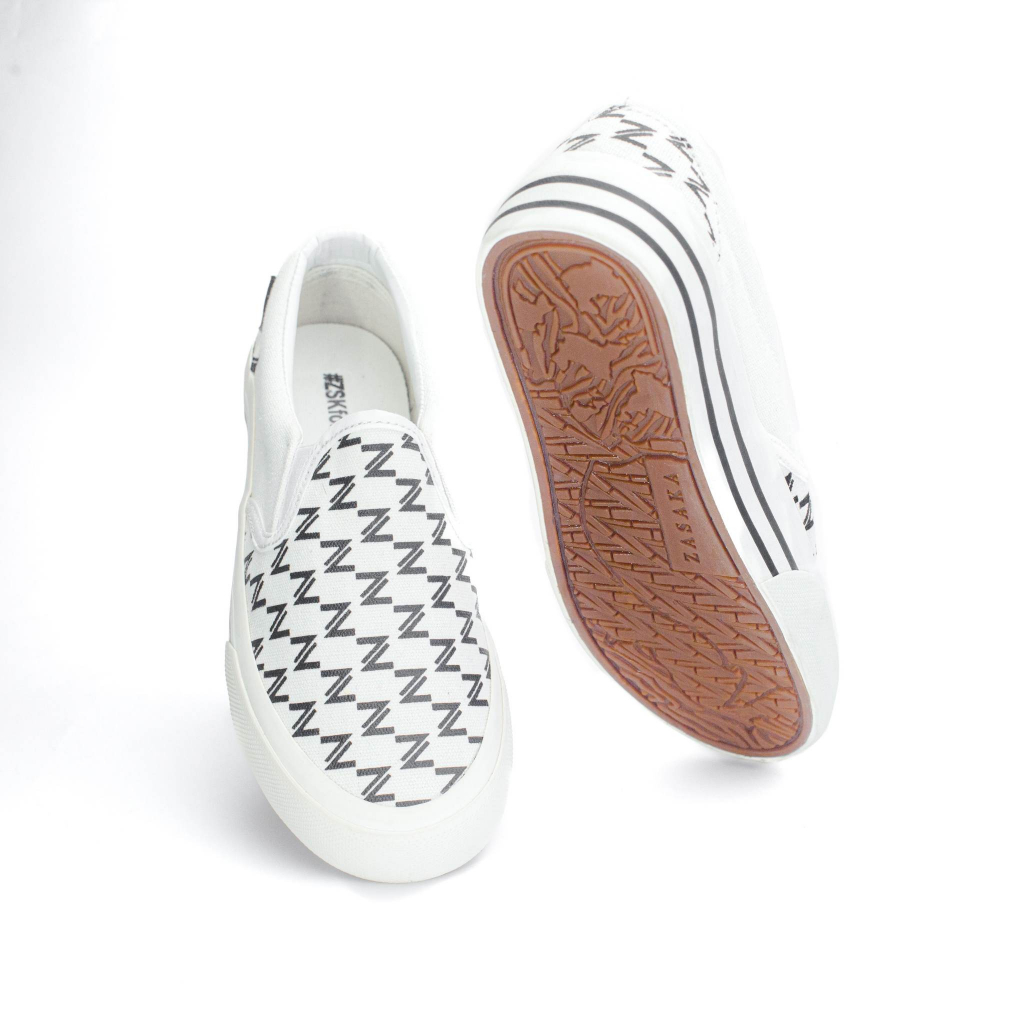 Zasaka - Sepatu Slip On Alesha Z White Casual Pria Wanita