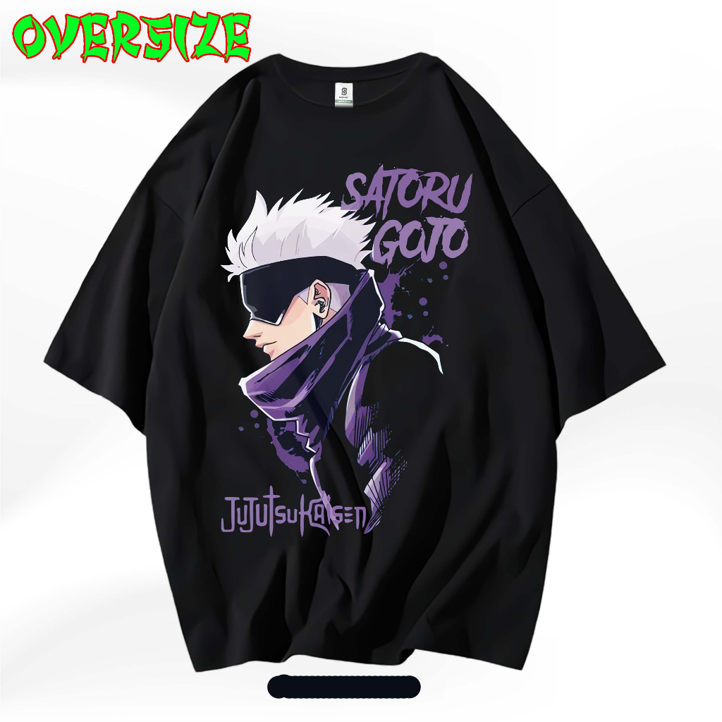 WIBU PROJECT KAOS ANIME SATORU GOJO KAOS OVERSIZE WASHED STONES T-SHIRT