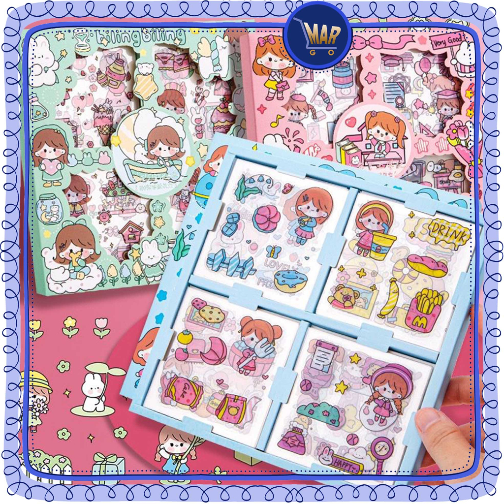 Stiker Set Sticker MOMO Kotak Sticker Korea Dekorasi Handbook Scrapbook DIY