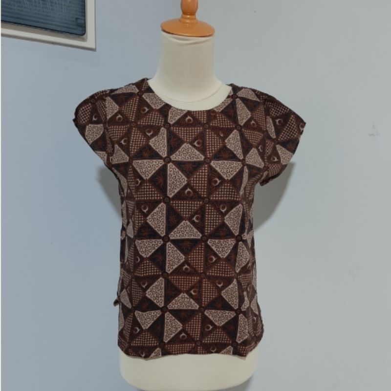 ATASAN BATIK WANITA BATIK FIRST BROWN / BLOUSE BATIK WANITA FIRST