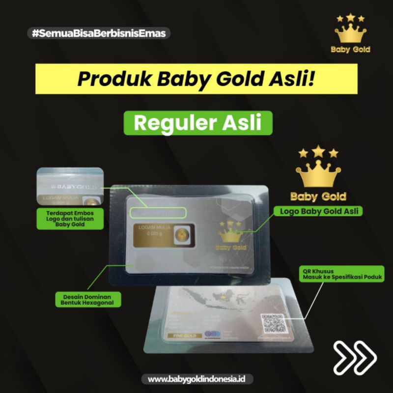 Emas Asli Baby gold 0.001 Emas Asli 24 Karat Babygold Abu Regular Lama Minigold Micro gold Souvenir Giveaway