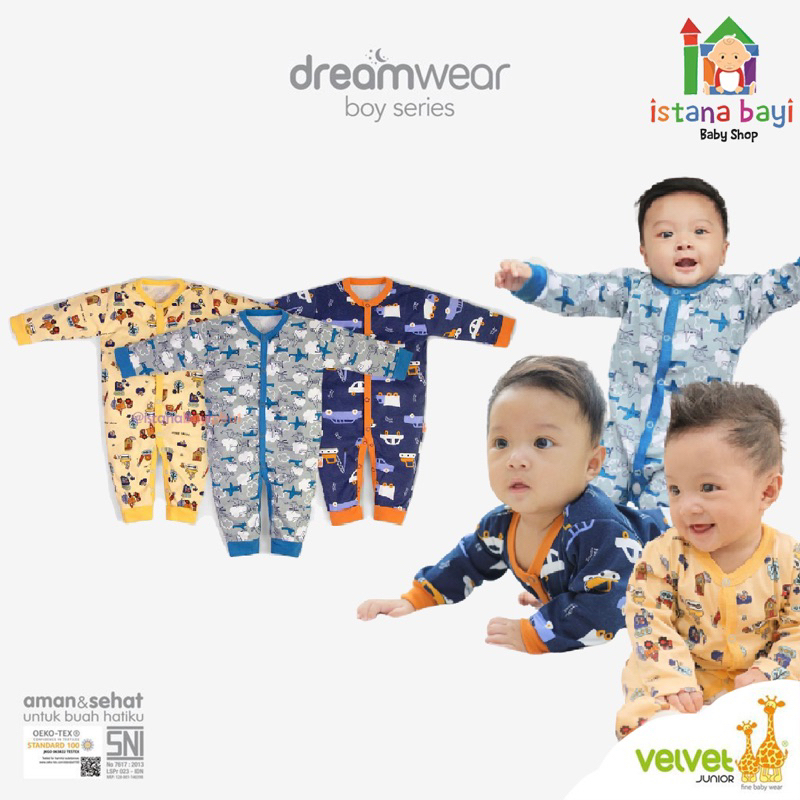 Velvet Junior Dreamwear Open Feet / Velvet Junior Sleepsuit Jumsuit Buka kaki Istana Bayi Official Shop