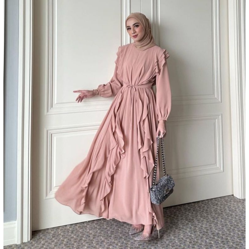 MAIRA DRESS GONEGANI warna peach ukuran xl