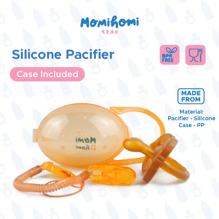 MOMI HOMI teether Dot 01 Empeng Bayi Silicone Baby Pacifier Dot Bayi mainan perlengkapan baby Empeng Gigitan Bayi Silikon Set Dengan Tali Klip Pengikat